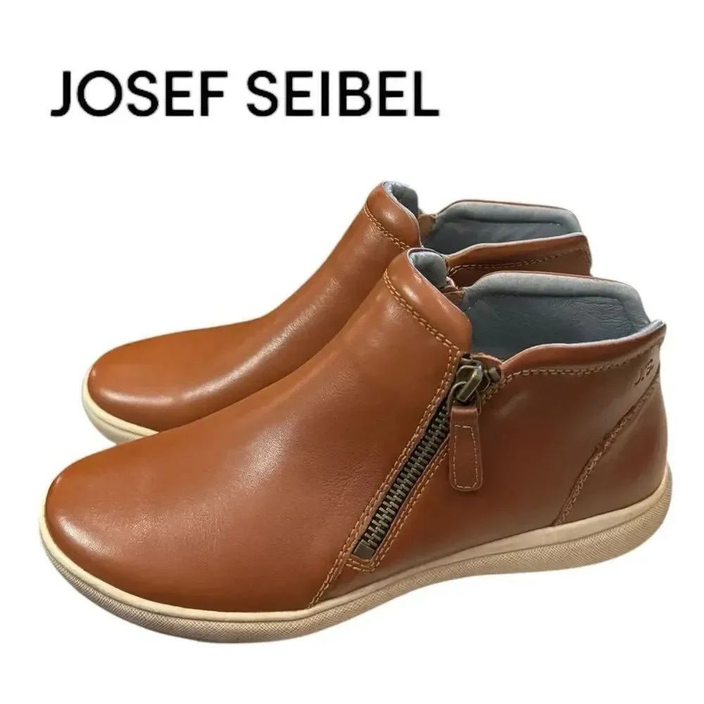 New Josef Seibel Caren 09 Women's Tan Leather Ankle Boots Booties 36 5 5.5